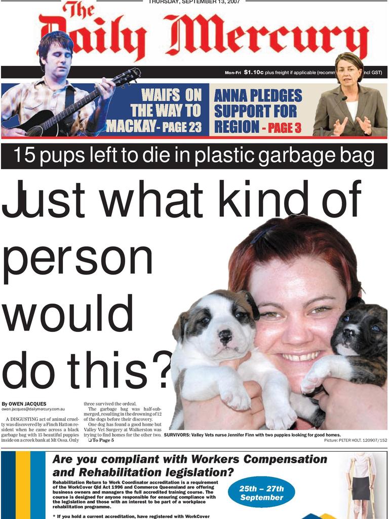 Puppies dumped in garbage bag