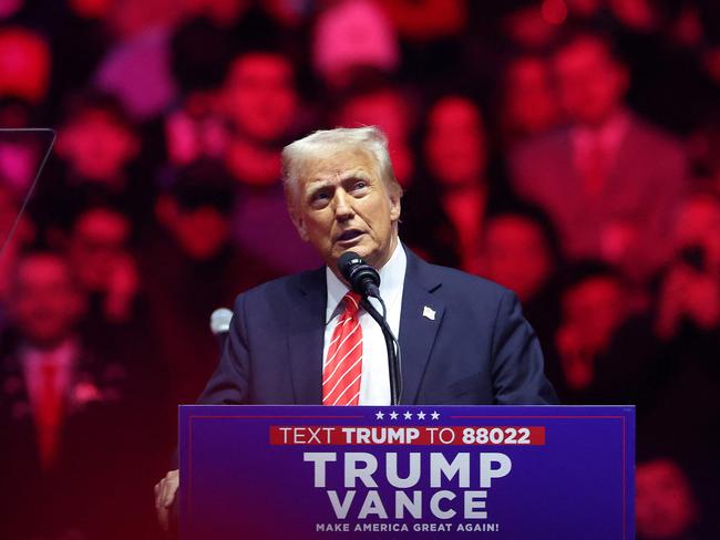 WASHINGTON, DC - JANUARY 19: President-Elect Donald Trump speaks at his victory rally at the Capital One Arena on January 19, 2025 in Washington, DC. Trump will be sworn in as the 47th U.S. president on January 20.   Scott Olson/Getty Images/AFP (Photo by SCOTT OLSON / GETTY IMAGES NORTH AMERICA / Getty Images via AFP)