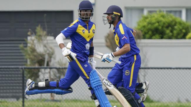 Taylors Lakes batters Nilan Fernando and Jashanpreet Singh. Picture: Valeriu Campan