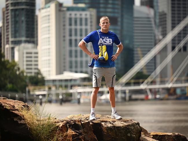 Liam Wilson, who has announced his comeback fight to be staged at Southbank on March 1. Kangaroo Point, Brisbane. Picture: Lyndon Mechielsen