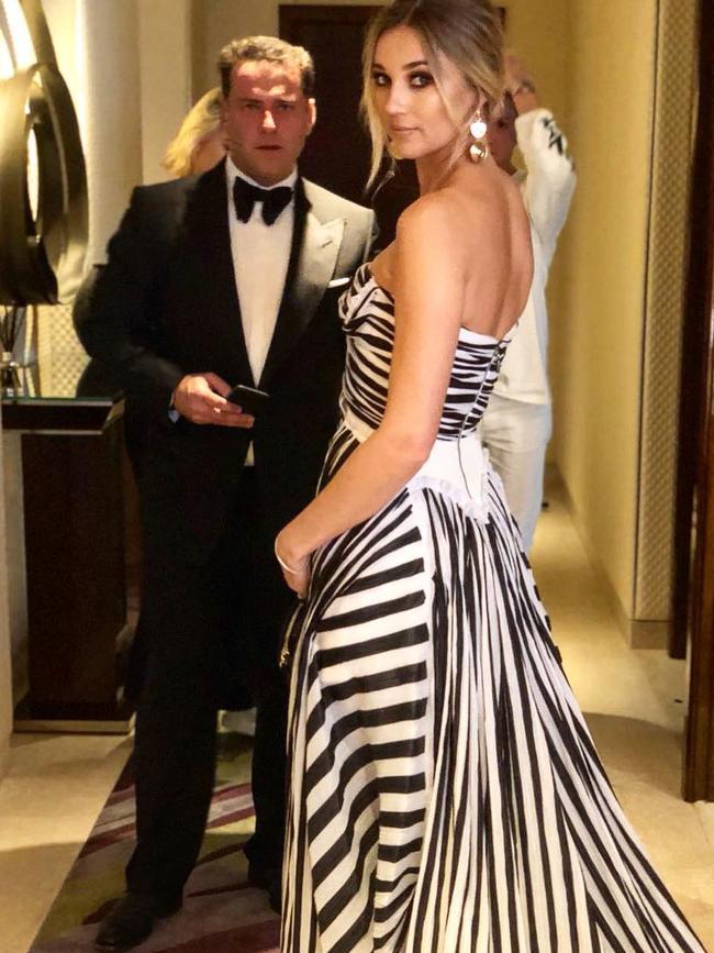 The shoe designer stuns in a black and white frock. Picture: @jasyarby/Instagram