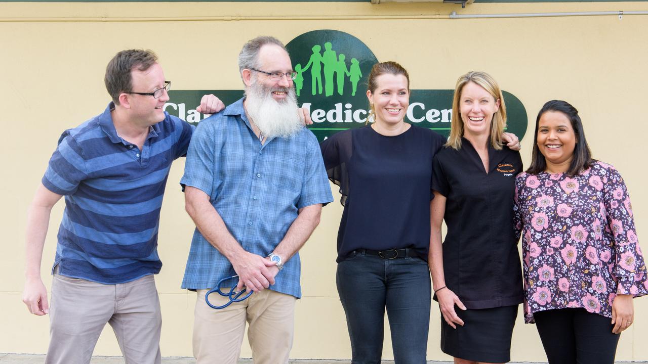 In 2017 then practice manager Angela Bliss (second from right) with Dr Simon Grewcock, Dr Eric Davey, Dr Maggie Simpson and Dr Kalpana Thakur at the Clarence Medical Centre in Yamba.
