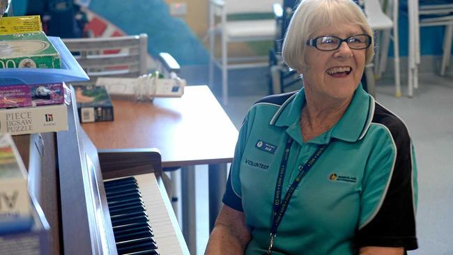 Julie Blair volunteers to play piano at the Base Hospital's rehab unit. Picture: Jann Houley