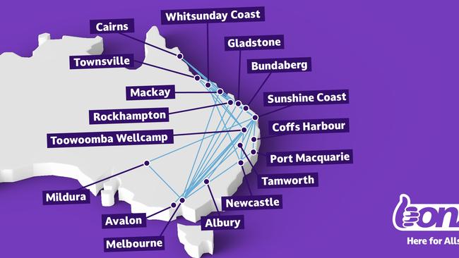 Bonza’s initial service network.