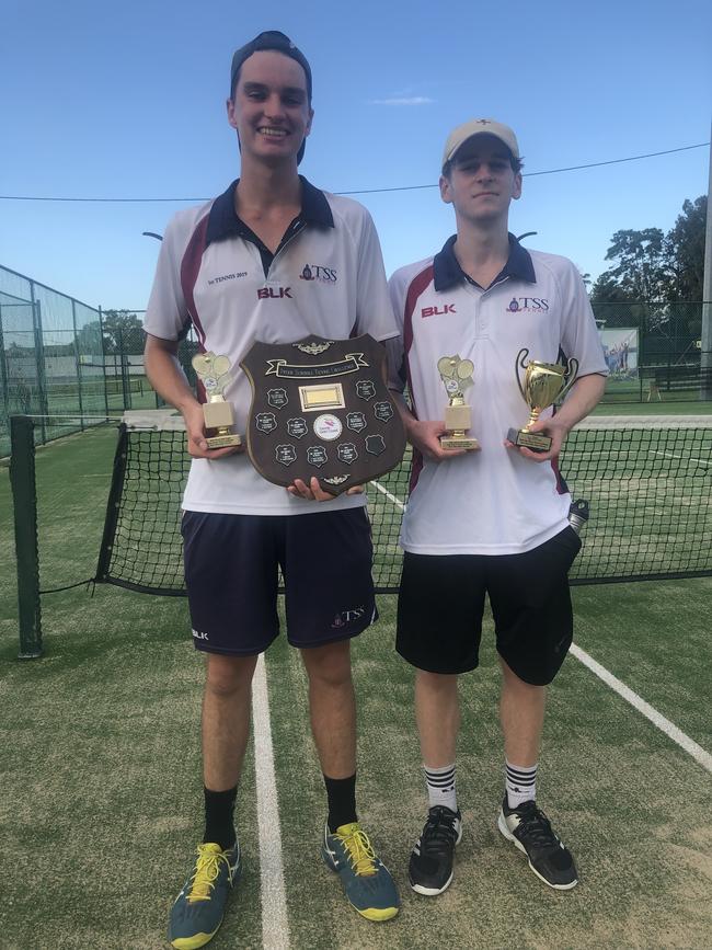 Tennis Gold Coast Inter-School Tennis Challenge. Secondary Boys - TSS: Jack McCarthy &amp; Joeseph Castor. Picture: SUPPLIED