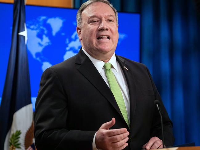 US Secretary of State Mike Pompeo has defended Australia while branding China as a brutal regime ideologically and politically hostile to free nations. Picture: AP