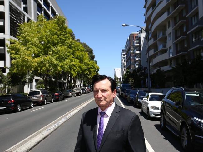 Heffron MP Ron Hoenig pictured on Coward Street in Mascot where some trees were removed. Picture: Damian Shaw