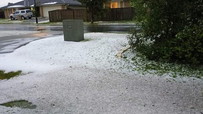 Parts of Queensland’s east coast took a hammering from hail and rain. Picture: Facebook