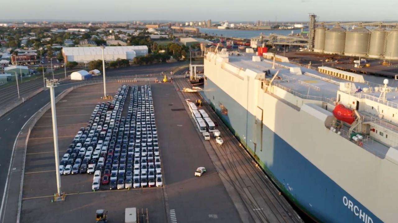 The car carrier Orchid Ace in Newcastle, NSW. Picture: YouTube/Port of Newcastle