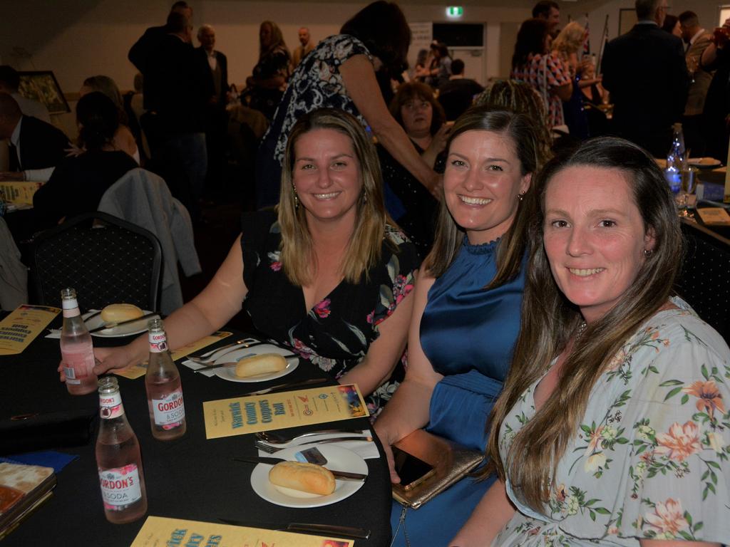 Sophie (L) Rinnah and Ally (R) ready for a night out on the town at Warwick's Coppers Ball charity event on Saturday night.