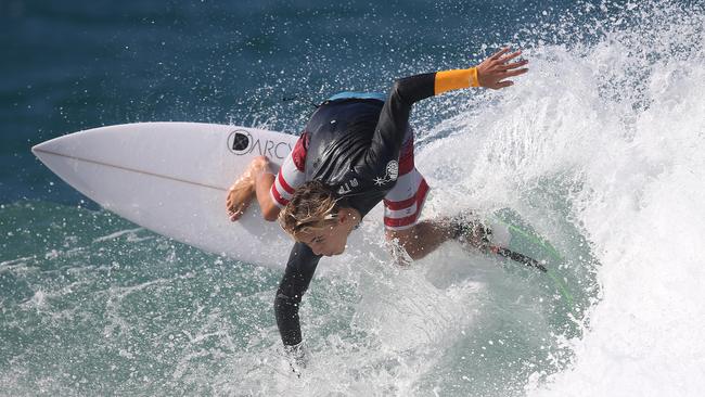 A surfer enjoys the swell at Snapper Rock. Picture: Regi Varghese