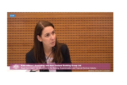 ANZ Bank executive Kate Gibson answers questions at the banking royal commission.