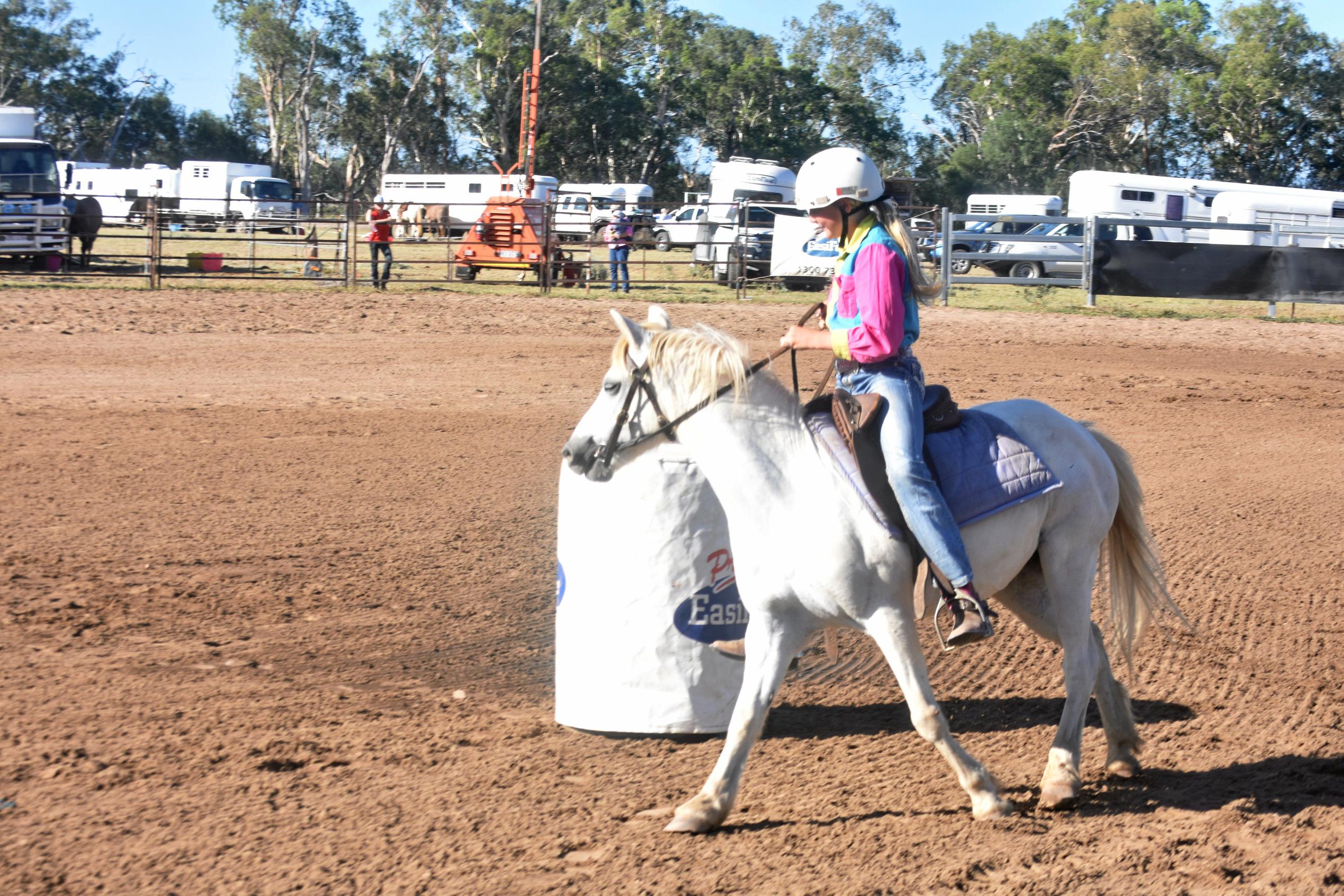 8-12 years barrel racing, Ayers Jackpot. Picture: Jorja McDonnell