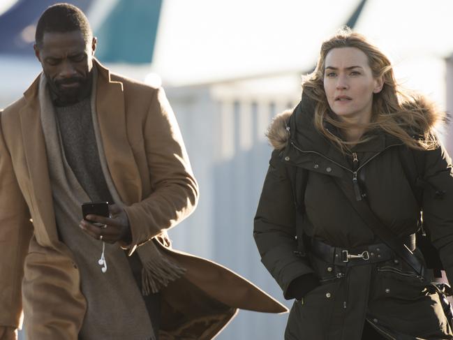 Kate Winslet and Idris Elba in a scene from film The Mountain Between Us