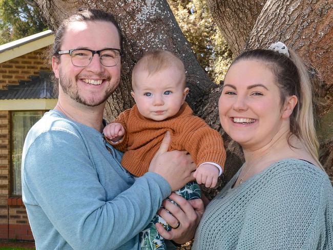 Anna and Shane Cox and their son Spencer at their Mt Barker home, OCTOBER 1, 2022. Picture: Brenton Edwards