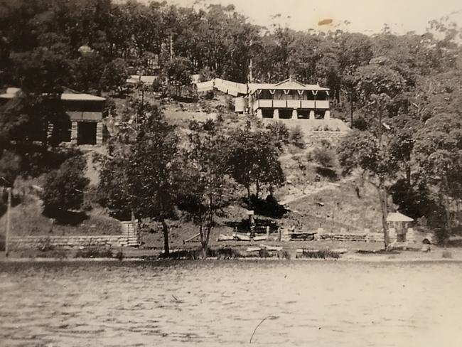 Mrs Hughes' childhood home overlooking the bay at Killcare (top right).