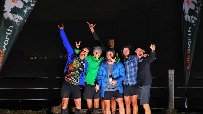 The team at the Currumbin beach finish line. Photo: Ben Southall