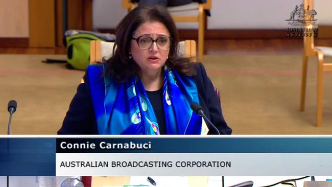 ABC General Counsel Connie Carnabuci at Senate Estimates on Monday.