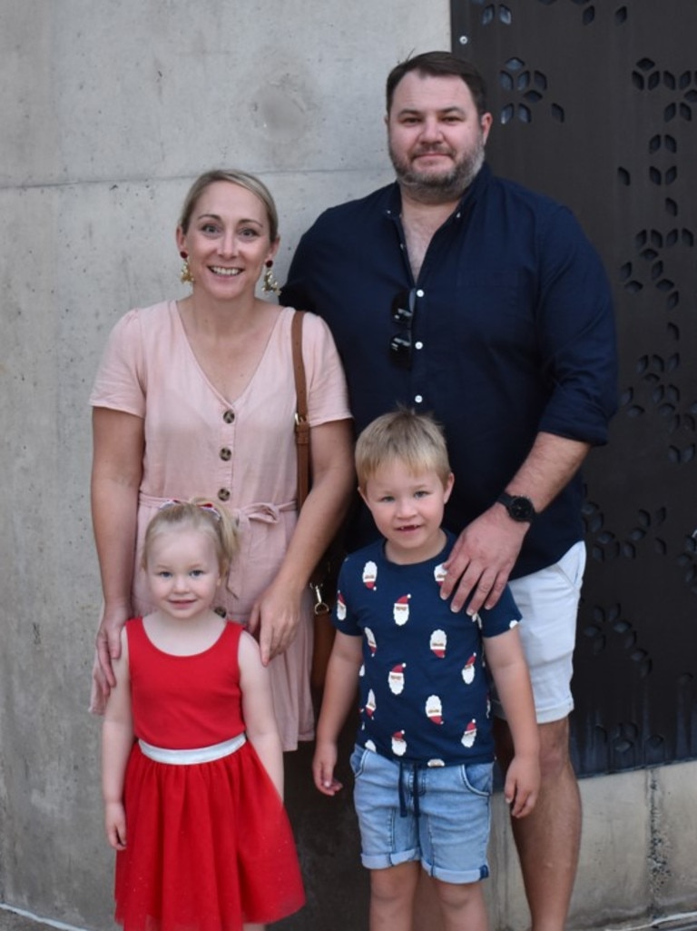 Jill Kaufman, Shaun Curtis, Evelyn Curtis and Emmett Curtis at the CBD Christmas Fair in Rockhampton on December 3, 2022.