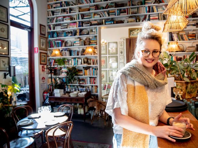 30-year-old Maneecka Farey who moved from Sydney’&#149;s Northern Beaches at Bowral as Covid hit.She is pictured in a cafe - Harry’&#149;s on Green Lane. Picture Ryan Osland