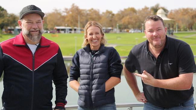 Andrew 'Cosi' Costello (right) has some fun with his SAFM colleagues, Rebecca Morse and Anthony ‘Lehmo’ Lehmann. Picture: supplied.