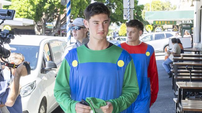 First year Lions players Luke Lloyd (left) and Reece Torrent (right) as Mario and Luigi. (Photo by Richard Walker)