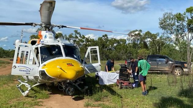 An RACQ CQ Rescue crew flew 400km over the weekend to airlift an 87-year-old man from a remote cattle property west of Mackay. Picture: Contributed