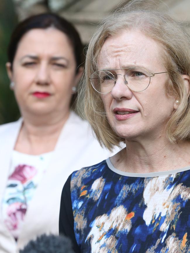 Queensland Premier Annastacia Palaszczuk (left) and the state’s Chief Health Officer Dr Jeanette Young. Picture: AAP