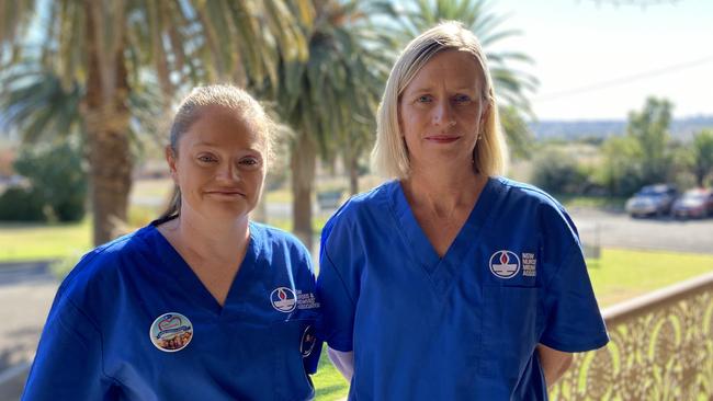 Canowindra nurse Samantha Gregory-Jones and Gilgandra nurse Sheree Staggs in Wellington after giving evidence at a rural health inquiry. Picture: Ryan Young