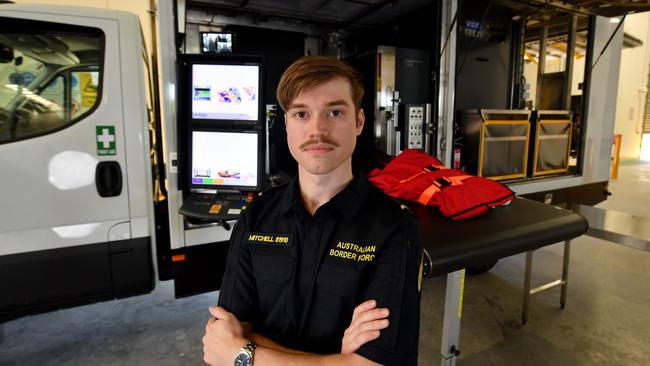 Border Force Office Opening in Mount St John. Boarder Force Officer Mitchell Roberts with the new mobile X-ray van. Picture: Evan Morgan