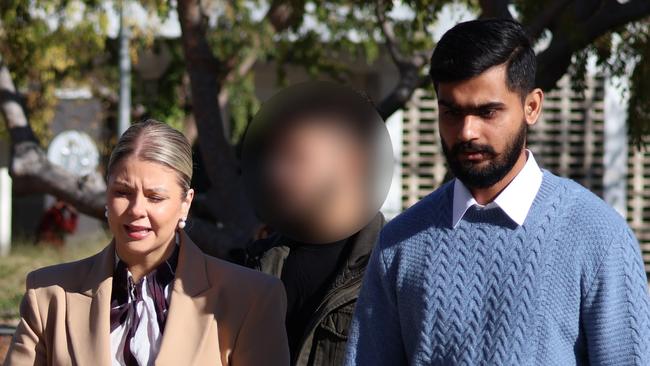 Harjeet Singh, right, arrives at court with lawyer Carley Hitchins. Picture: Blake Foden