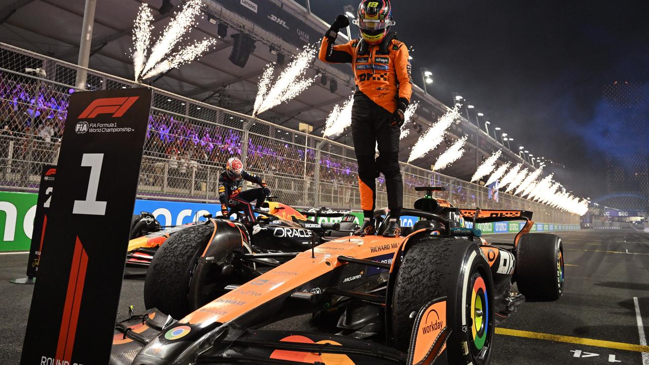 Oscar Piastri of Australia and McLaren celebrate victory in the F1 Grand Prix of Saudi Arabia. Photo: Mark Sutton – Formula 1/Formula 1 via Getty Images