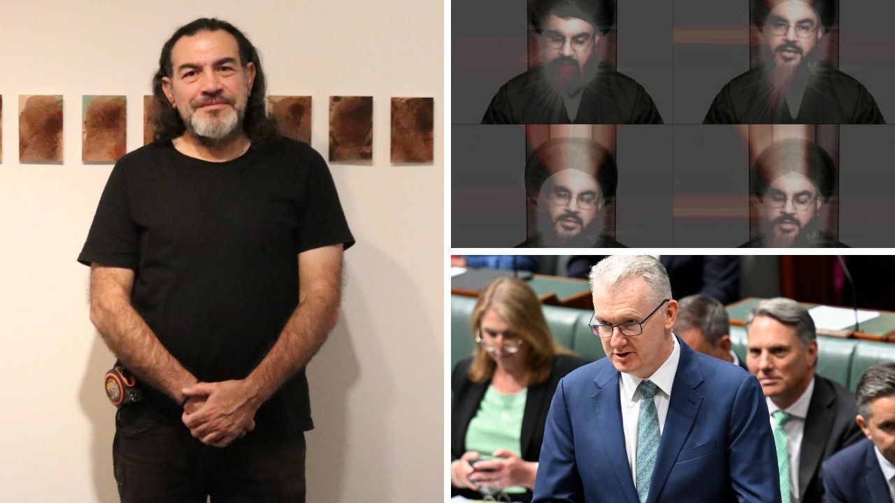 Crisis talks put Venice jaunt on hold for artist who featured Hezbollah leader