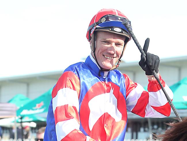 Racing at Aquis Park Gold Coast Turf Club. Winner of race 3, number 4 AMENZEL. Jockey is Daniel Griffin. Trainer is Les Ross. Photo by Richard Gosling