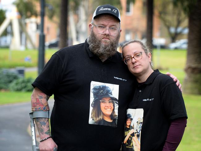 GEELONG, AUSTRALIA - NewsWire Photos JULY 16 2024: Paul (PJ) and Dani Rossiter in Geelong for the committal mention for Jordan Kenyon, 28, charged with causing the death of their 12yo daughter Mia. Picture: NewsWire / Andrew Henshaw