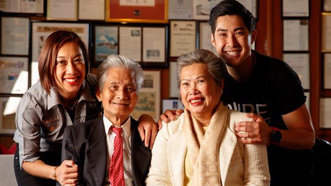 Dinh Quang Phan with his wife Suong Thi Ho and children Linda and Benjamin at their Vietnam restaurant in Pennington. The Phan family were named Adelaide Food Legends at the Food Awards. Picture: Matt Turner