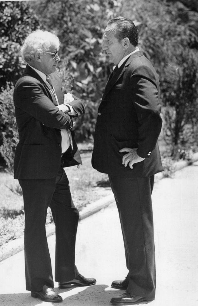 Rogerson says John Stuart had been acting as a standover man claiming he’d been sent to Brisbane by Sydney gangsters like George Freeman (above left) and Lenny McPherson (right).