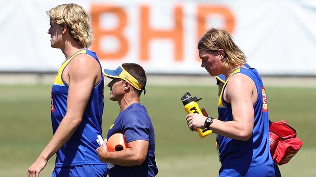 PERTH, AUSTRALIA - NOVEMBER 11: Harley Reid of the Eagles walks across the field following running drills during a West Coast Eagles AFL training session at Mineral Resources Park on November 11, 2024 in Perth, Australia. (Photo by Paul Kane/Getty Images)