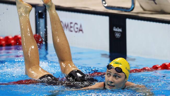 Australia's Cate Campbell after swimming the final leg of the 100m freestyle relay.