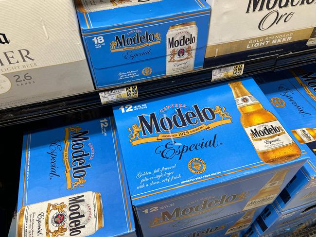 A case of Modelo beer imported from Mexico, seen for sale at a store in Virginia. Donald Trump has paused putting tariffs on imported goods from Mexico. Picture: AFP