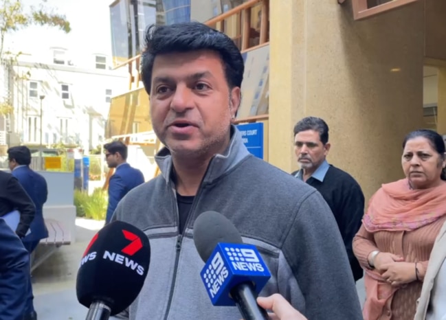 Vikas Sharma, the brother of Daylesford victim Pratibha Sharm, outside the Coroner's Court on Wednesday. Picture: Miles Proust.