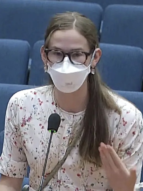 The 18-year-old made her “demand” at an LA County Board of Supervisors meeting. Picture: Los Angeles County – Board of Supervisors/YouTube