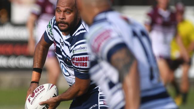 Brothers Addo Waianga takes on the Souths Bulls line. Picture: Evan Morgan