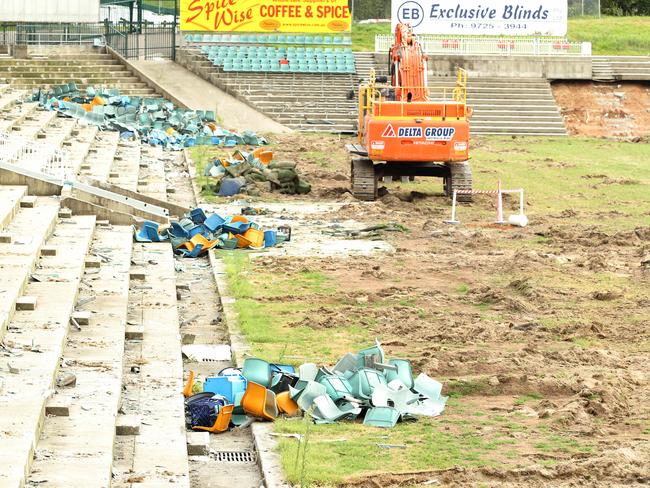 The demolition of Parramatta Stadium continues.