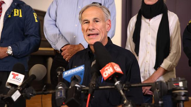 Texas Governor Greg Abbott speaks to the media. Picture: AFP