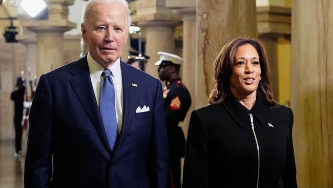 Joe Biden and Kamala Harris arrive ahead of the inauguration of Donald Trump as the 47th president of the United States on January 20, 2025 at the US Capitol in Washington, DC. (Photo by Melina Mara / POOL / AFP)