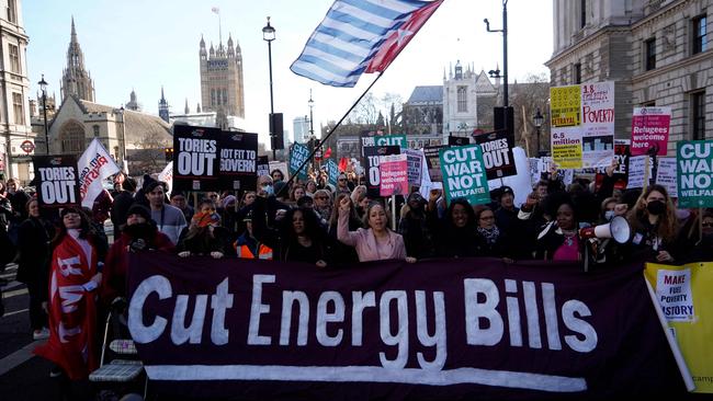 Last week Brits were told that the average household energy bill would jump from £1971 ($3328) to £3549 from next month. Picture: AFP