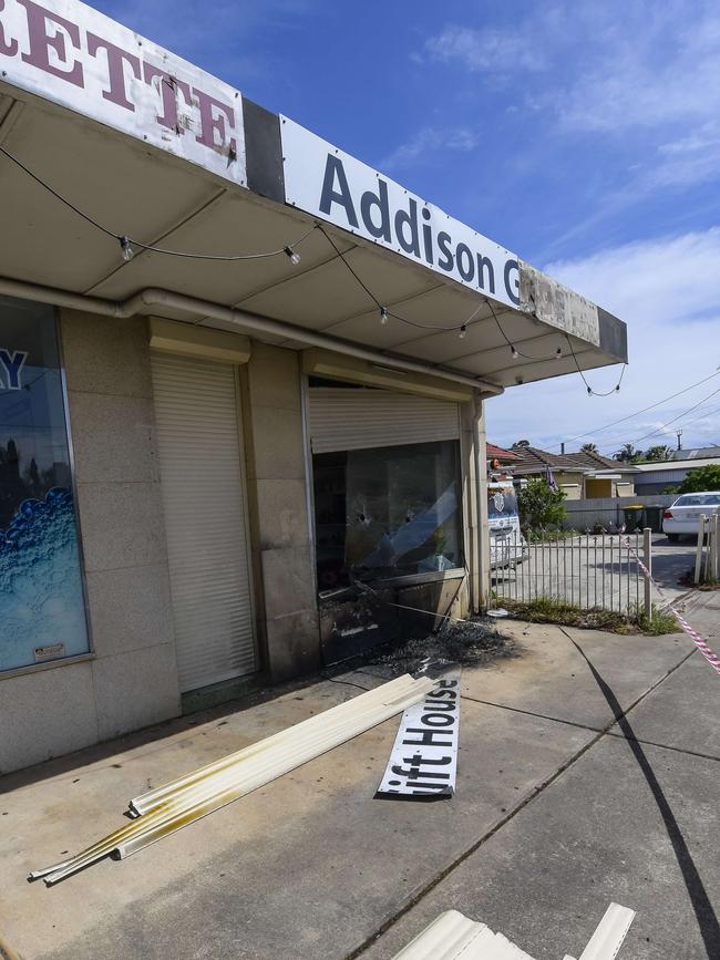 A vehicle was allegedly driven into the front of the shop. Picture: Roy VanDerVegt