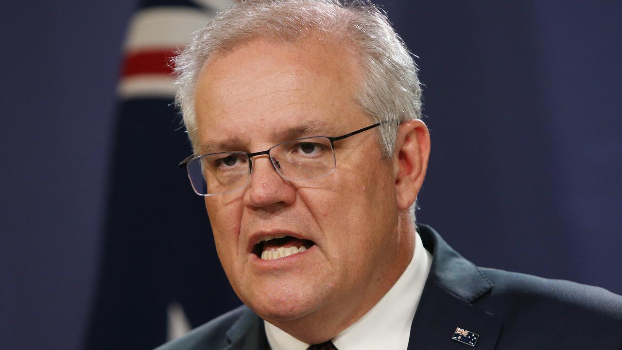 PM Scott Morrsion made a good decision to close international borders but a year on seems to lack a long-term plan. Picture: Lisa Maree Williams/Getty Images.