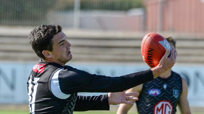 Tom Rockliff will have to wait to discover his AFL fate. Picture: Brenton Edwards